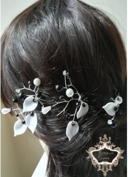 Комплект абитуриентски фуркети за коса с кристали Abstract Flowers by Rosie - 3 броя